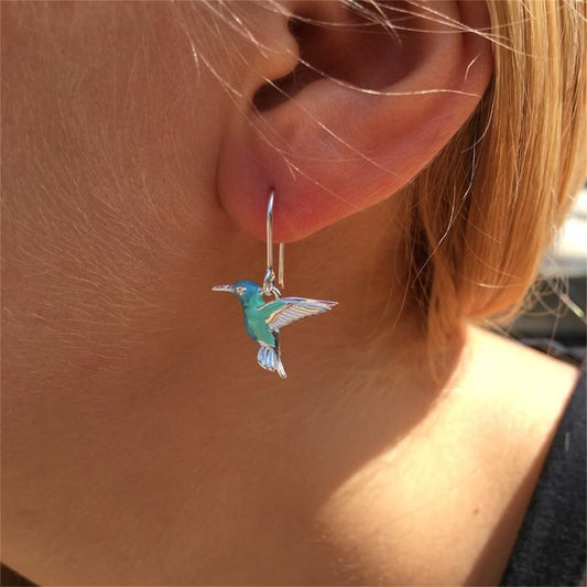 Blue Bird Drop Earrings – Retro Vintage Style, Lightweight Alloy, Gift-Ready