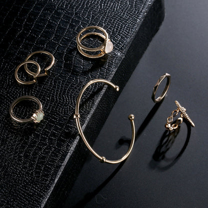 8-Piece Bridal Jewelry Set with Bracelets and Rings