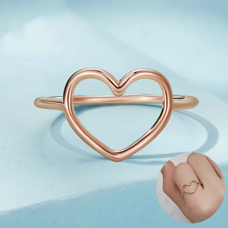 Sterling Silver Hollow Heart Rings for Women