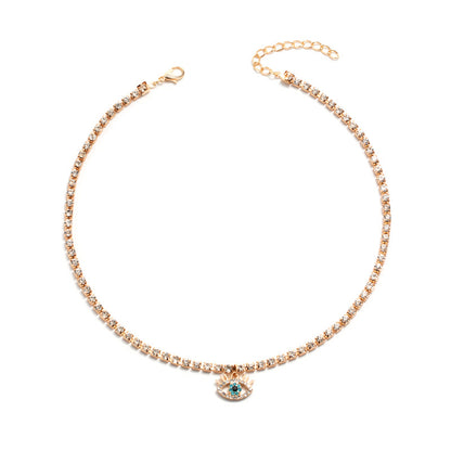 Vintage Devil Eye Rhinestone Choker Necklace for Women