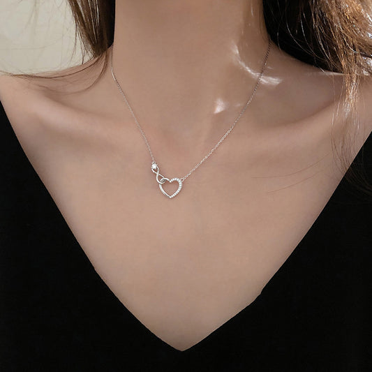 Heart Diamond Necklace – Korean Style Sparkling Choker, Adjustable 21–50cm