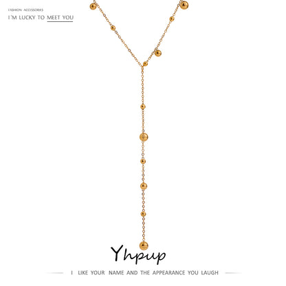 Y-Shaped Long Tassel Necklace for Women in Stainless Steel