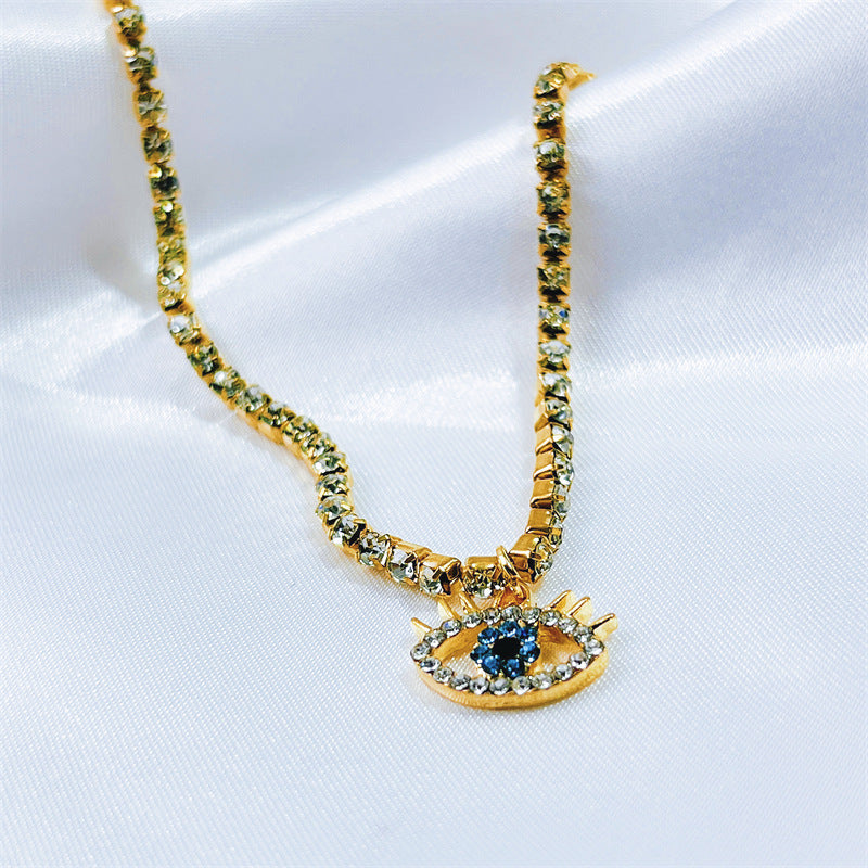 Vintage Devil Eye Rhinestone Choker Necklace for Women